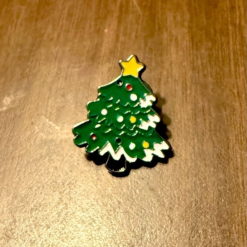 Women’s Accessories Festive Christmas Tree Enamal Pin- Black,Green,White,Yellow